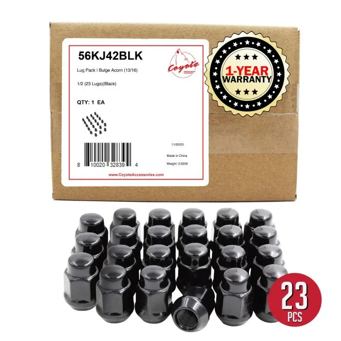 56KJ42BLK – REVOLUTION Lug Nut, 1/2 Inch x 20 Thread Size 60 Degree Conical Bulge Acorn 1.38 Inch Overall Length 13/1...